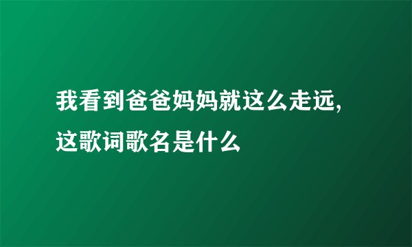 我看到爸爸妈妈就这么走远,这歌词歌名是什么