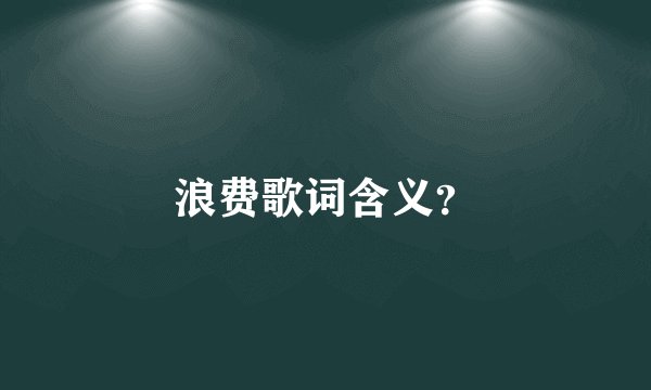 浪费歌词含义？