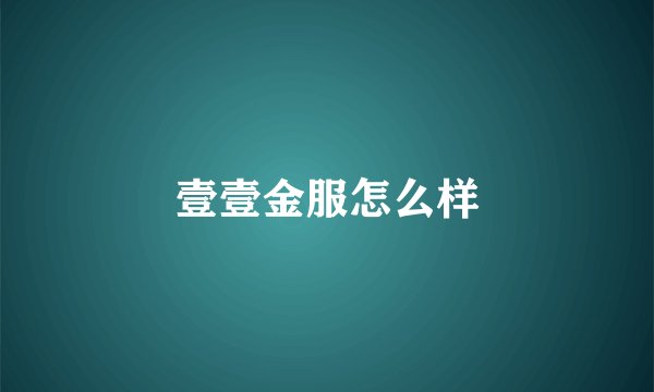 壹壹金服怎么样