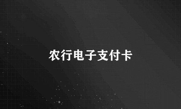 农行电子支付卡