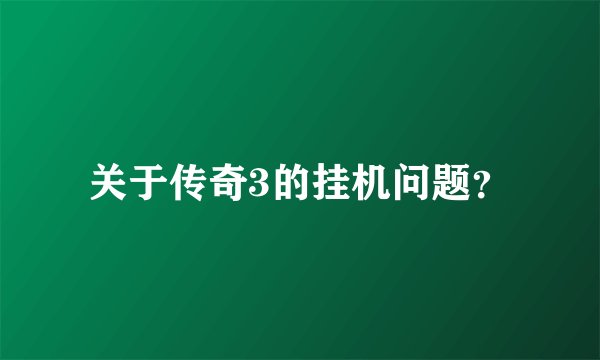 关于传奇3的挂机问题?