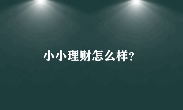 小小理财怎么样?