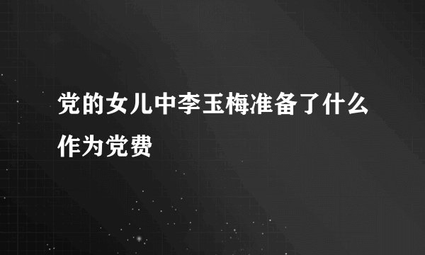 党的女儿中李玉梅准备了什么作为党费