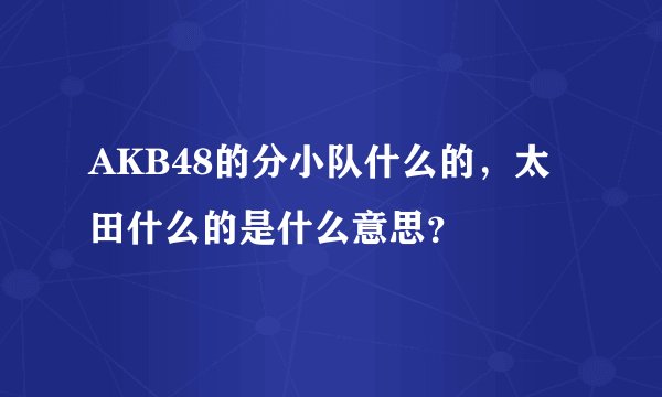AKB48的分小队什么的,太田什么的是什么意思?