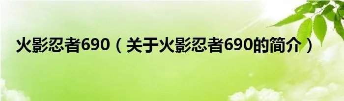 火影忍者690（关于火影忍者690的简介）