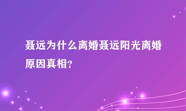 聂远为什么离婚聂远阳光离婚原因真相?