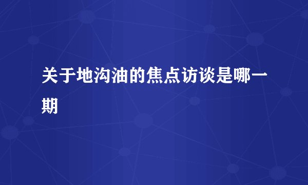 关于地沟油的焦点访谈是哪一期
