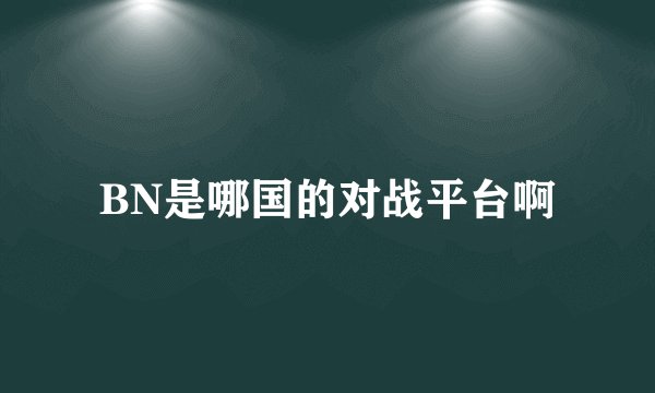 BN是哪国的对战平台啊