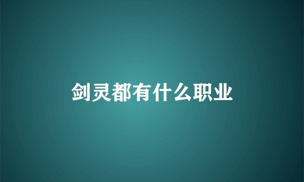 剑灵都有什么职业