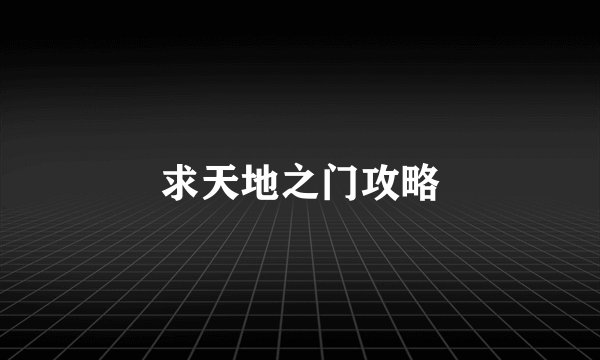 求天地之门攻略