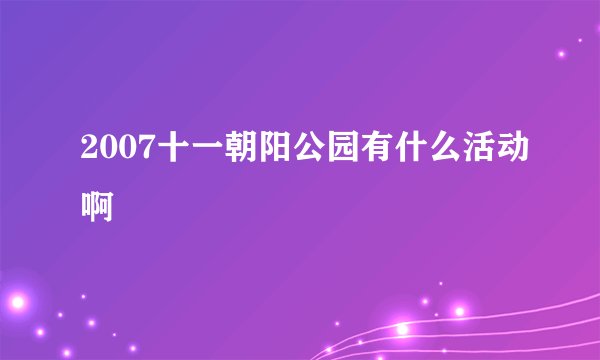2007十一朝阳公园有什么活动啊