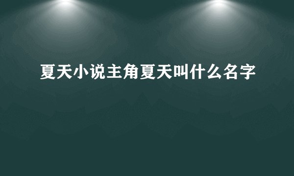夏天小说主角夏天叫什么名字