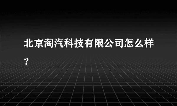 北京淘汽科技有限公司怎么样?