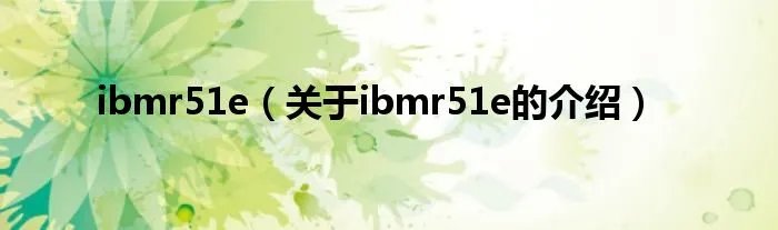 ibmr51e（关于ibmr51e的介绍）