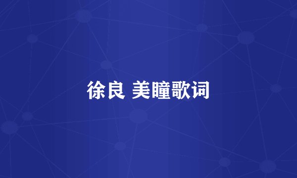 徐良 美瞳歌词