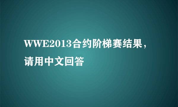 WWE2013合约阶梯赛结果，请用中文回答