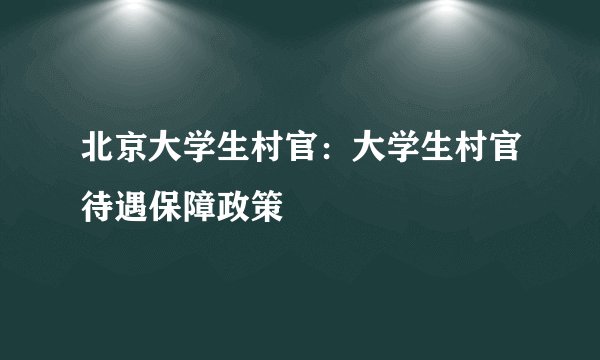 北京大学生村官:大学生村官待遇保障政策