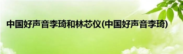 中国好声音李琦和林芯仪(中国好声音李琦)
