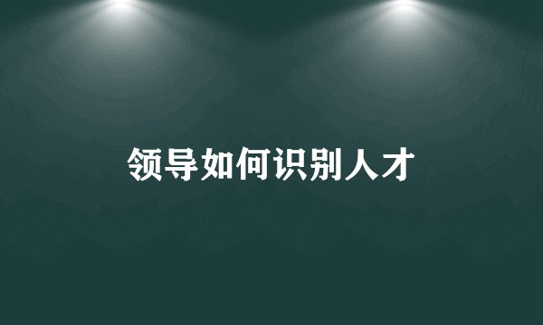 领导如何识别人才