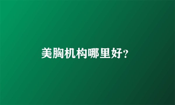 美胸机构哪里好？