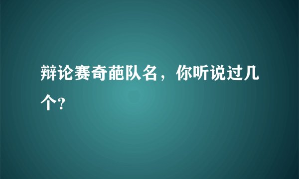 辩论赛奇葩队名，你听说过几个？