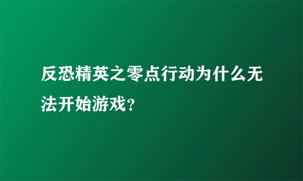反恐精英之零点行动为什么无法开始游戏？