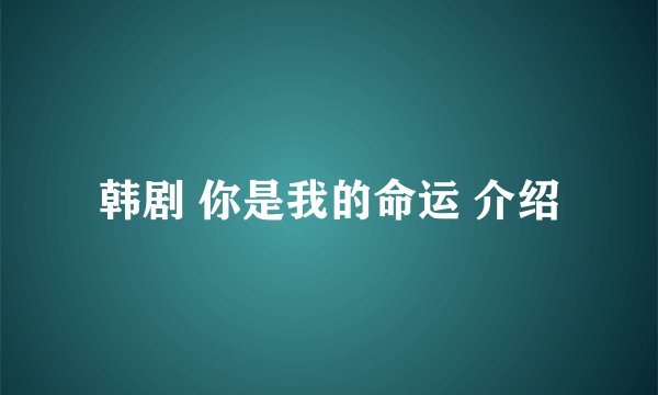 韩剧 你是我的命运 介绍