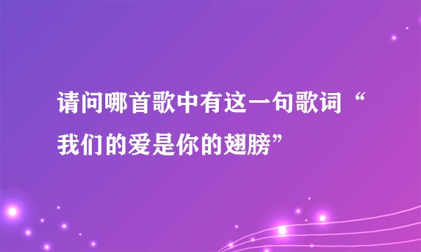 请问哪首歌中有这一句歌词“我们的爱是你的翅膀”