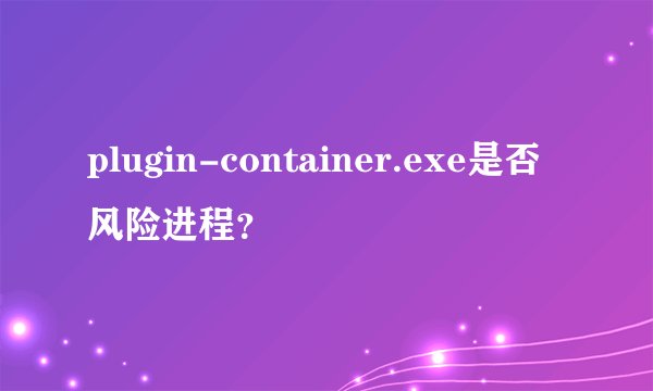plugin-container.exe是否风险进程?