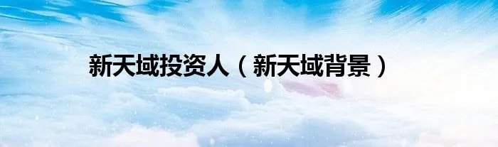 新天域投资人(新天域背景)
