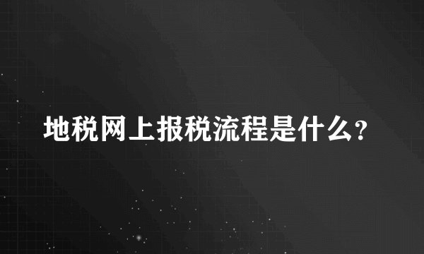 地税网上报税流程是什么？