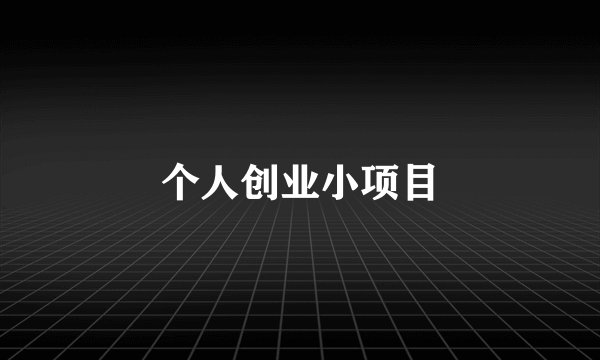 个人创业小项目