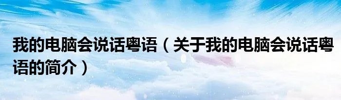 我的电脑会说话粤语（关于我的电脑会说话粤语的简介）