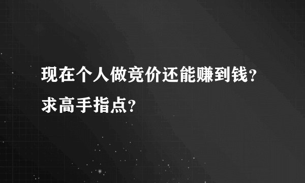 现在个人做竞价还能赚到钱?求高手指点?