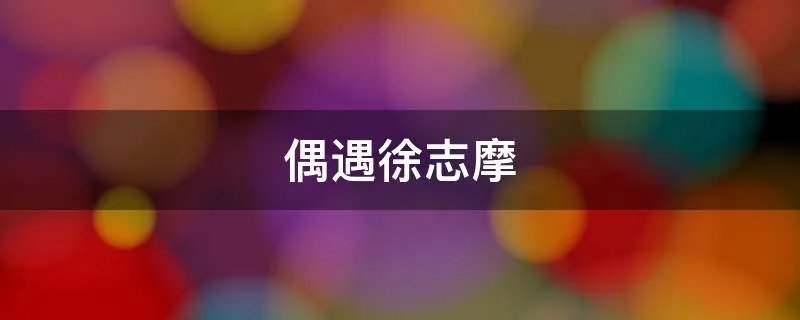 偶遇徐志摩
