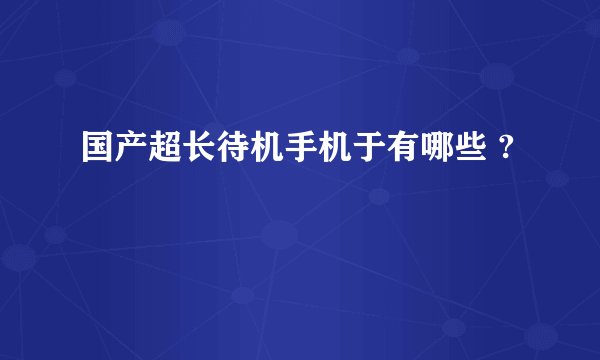 国产超长待机手机于有哪些 ?