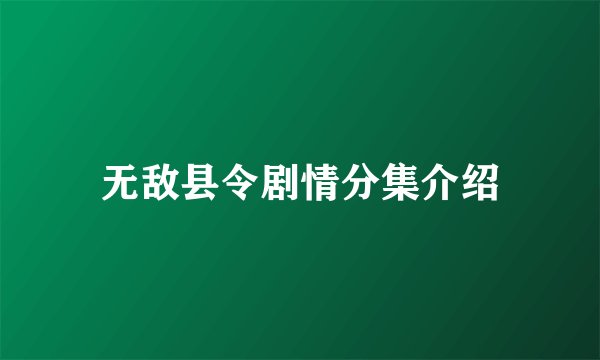 无敌县令剧情分集介绍