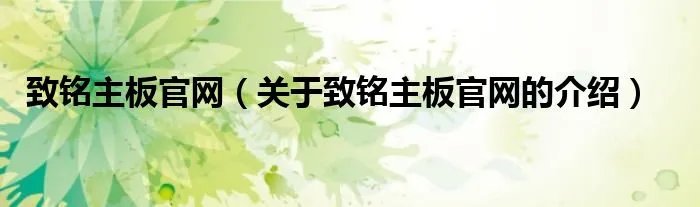 致铭主板官网（关于致铭主板官网的介绍）