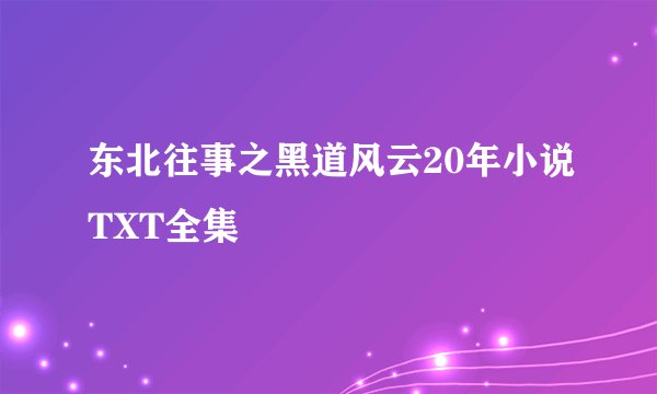 东北往事之黑道风云20年小说TXT全集