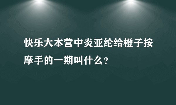 快乐大本营中炎亚纶给橙子按摩手的一期叫什么？