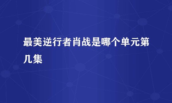 最美逆行者肖战是哪个单元第几集