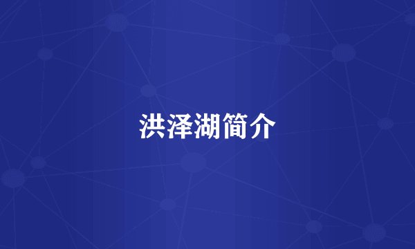 洪泽湖简介