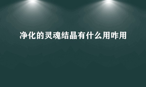 净化的灵魂结晶有什么用咋用