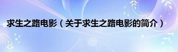 求生之路电影（关于求生之路电影的简介）