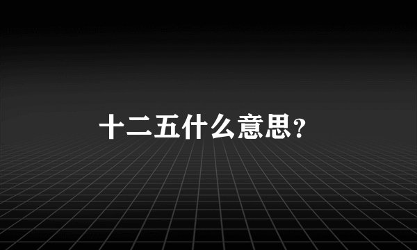 十二五什么意思？