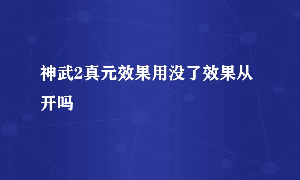 神武2真元效果用没了效果从开吗