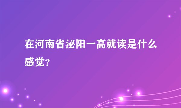 在河南省泌阳一高就读是什么感觉?