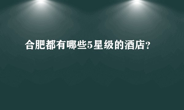 合肥都有哪些5星级的酒店？