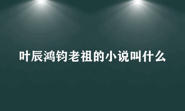 叶辰鸿钧老祖的小说叫什么