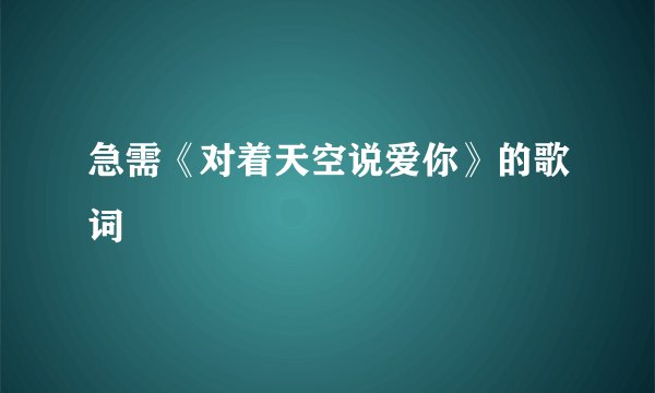 急需《对着天空说爱你》的歌词